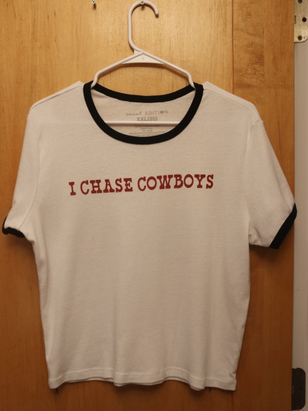 NWOT Social Edition, "I Chase Cowboys" Graphic Tee, Size XXL